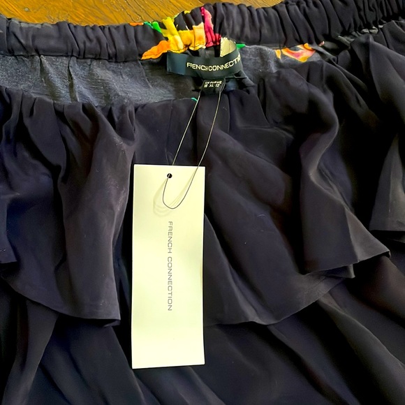 French Connection Dress NEW W Tags . Navy one shoulder ruffle . SZ 12 - Picture 3 of 7